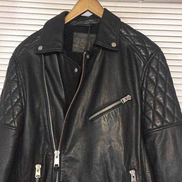 All Saints Boyson Leather Biker Jacket S M - Picture 5 of 8